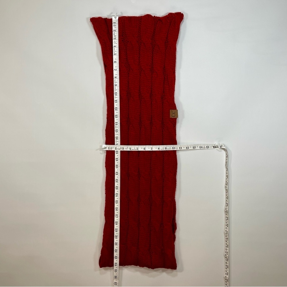 C.C. Red Cable Knit Infinity Scarf - Picture 4 of 7
